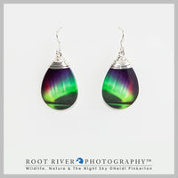 Rainbow Teardrop Earrings with Wire Adornment