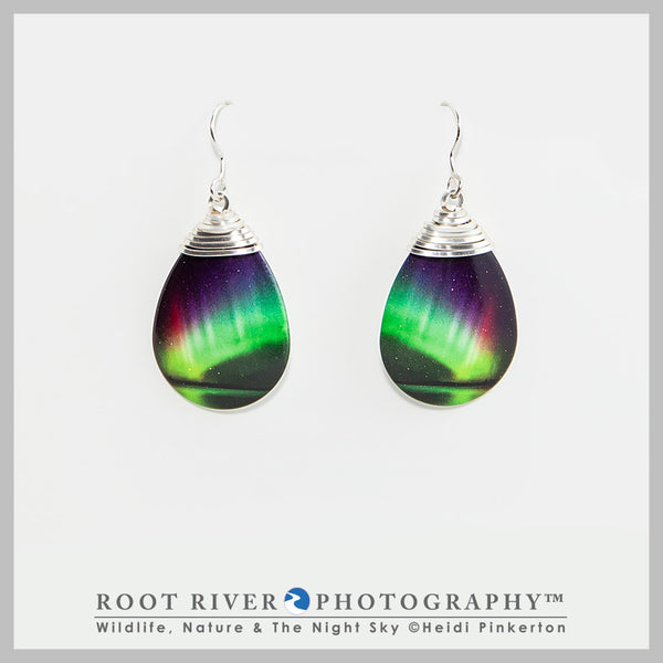 Rainbow Teardrop Earrings with Wire Adornment