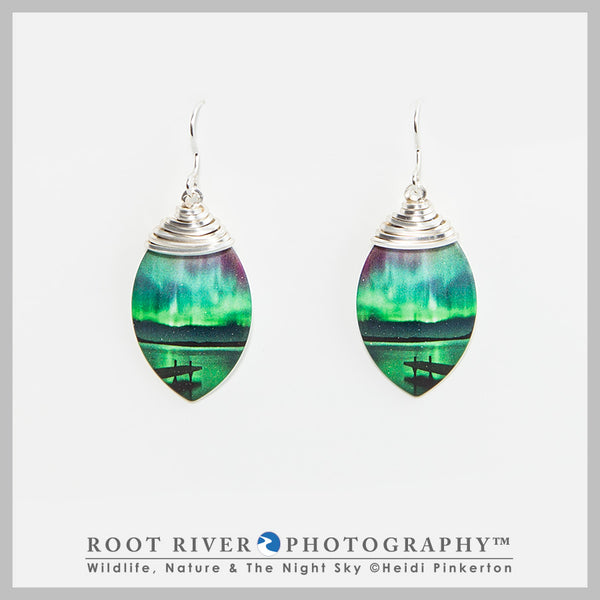 Border Patrol Leaf Earrings with Wire Adornment